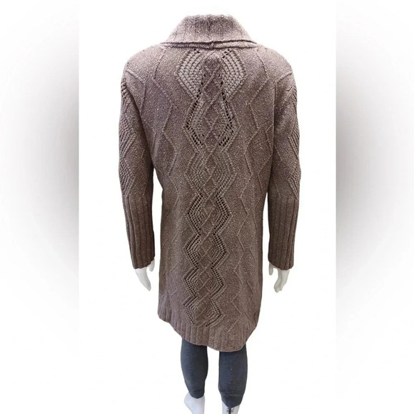 J. Jill Open Front Knit Cardigan Sweater Brown Size Medium - Picture 3 of 8